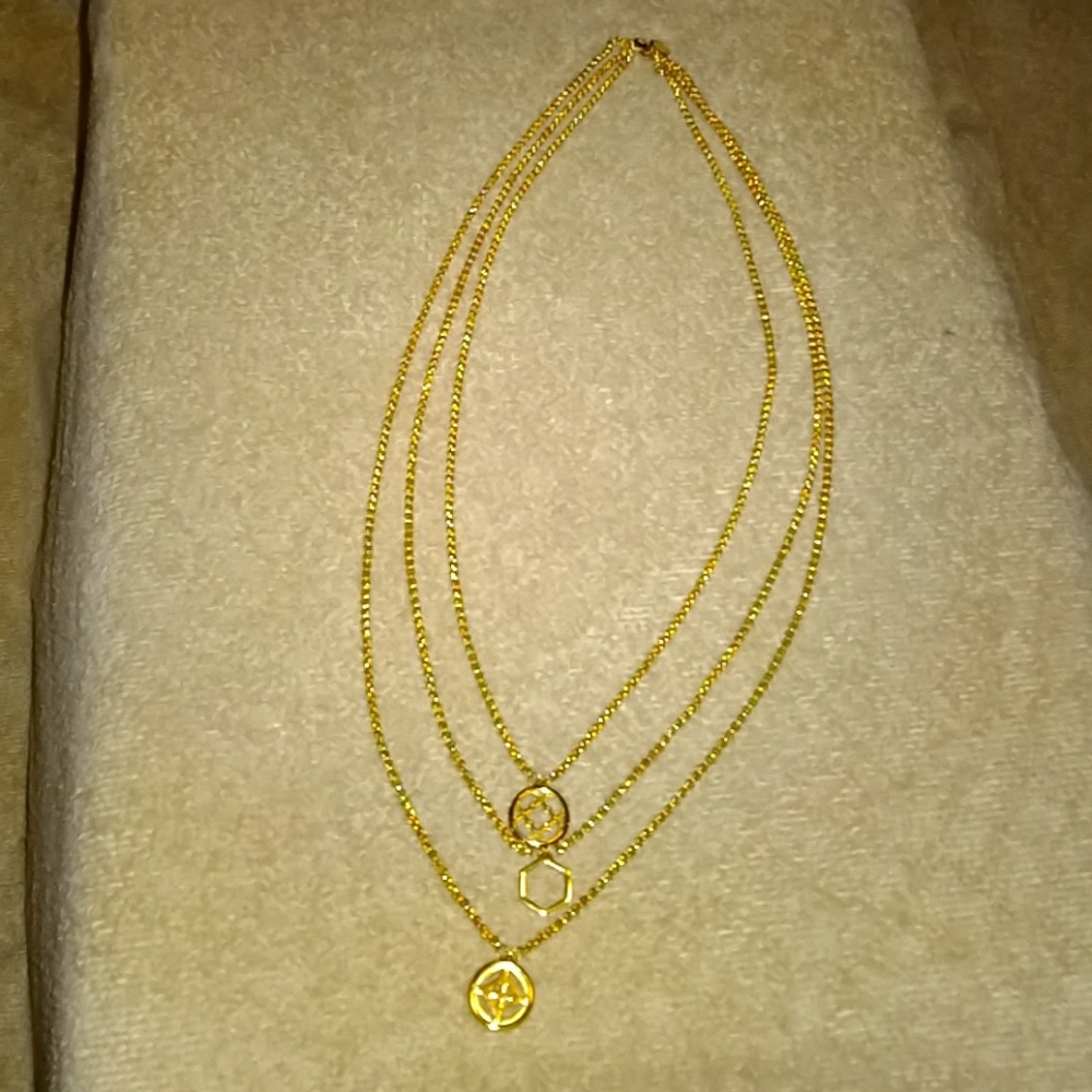 Tory Burch Multi Strand Gold 3 Pendant Chain